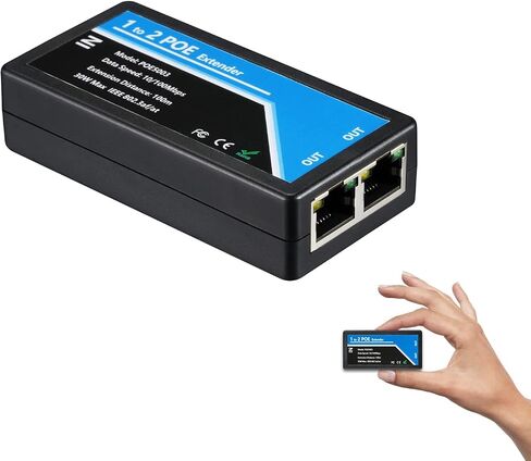 Revotech 3 Port PoE Extender, POE Repeater 100 Meters(328 ft) Extender IEEE802.3af/at Compatible, 1 in 3 Out PoE Adapter Power POE Camera/PoE Device,10/100Mbps RJ45, Plug and Play(POE5005) in Kuwait