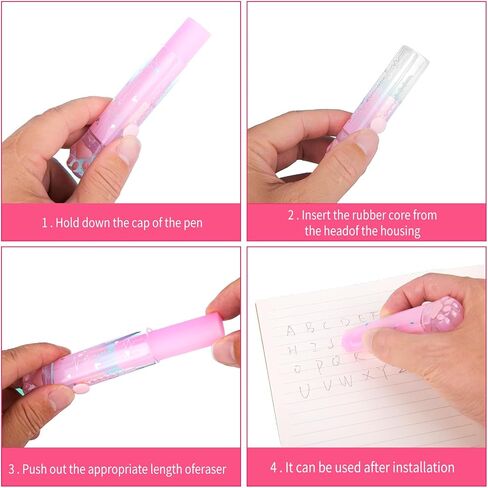 4 Pcs Cat Paw Erasers,Retractable Pencil Erasers Cat Paw Shaped Cute Push Pull Design Cute Cat Paw School Supplies for Students Writing School Office Clean Erase Erasers Unisex 4 Colors in Saudi Arabia