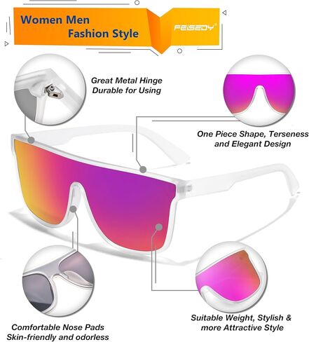 FEISEDY Men Women Polarized Sunglasses, Flat Top Trendy Oversized Square Shades UV400 B4141 in Kuwait