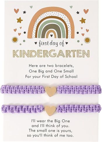 First Day of Kindergarten Bracelets,First Day of School Bracelets for Mom and Daughter,Back to School Bracelets Pre-K Matching Heart Wish Adjustable Bracelets for Women in Saudi Arabia