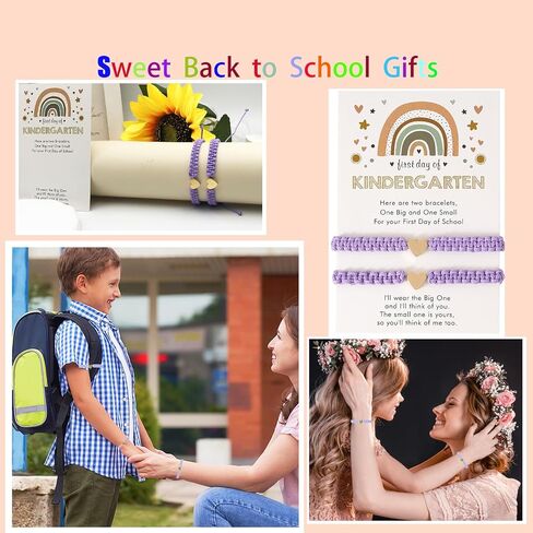 First Day of Kindergarten Bracelets,First Day of School Bracelets for Mom and Daughter,Back to School Bracelets Pre-K Matching Heart Wish Adjustable Bracelets for Women in Saudi Arabia