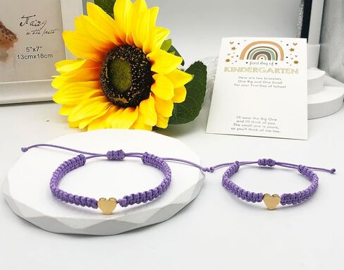 First Day of Kindergarten Bracelets,First Day of School Bracelets for Mom and Daughter,Back to School Bracelets Pre-K Matching Heart Wish Adjustable Bracelets for Women in Saudi Arabia