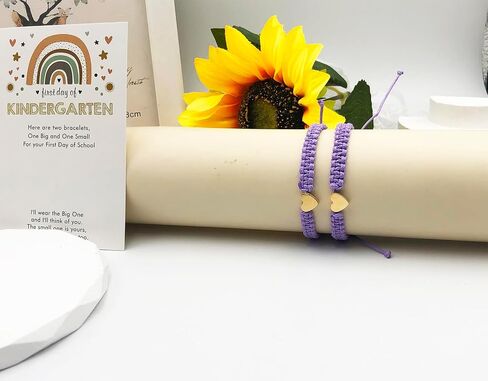 First Day of Kindergarten Bracelets,First Day of School Bracelets for Mom and Daughter,Back to School Bracelets Pre-K Matching Heart Wish Adjustable Bracelets for Women in Saudi Arabia