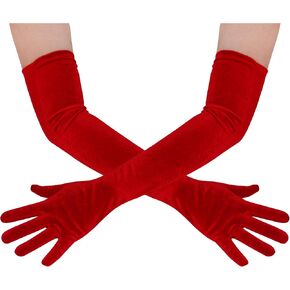 Lystaii Women Long Velvet Gloves for Women Elbow Length 1920s Opera Costume Flapper Evening Banquet Party