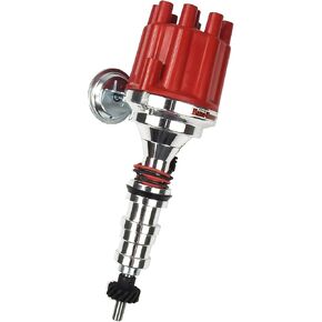 Pertronix D133701 Flame-Thrower Plug and Play Vacuum Advance Red Cap Billet Electronic Distributor with Ignitor II Technology for Ford FE 352-428