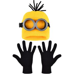 Costume Accessories Adult Steampunk Goggles Glasses Yellow Beanie Hats Black Gloves Men Halloween Party Set