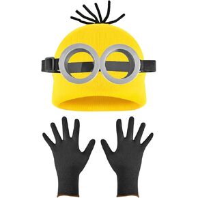 مجموعة نظارات Steampunk Goggles مع قبعة صغيرة صفراء وقفازات سوداء - إكسسوارات أزياء الهالوين التنكرية للبالغين