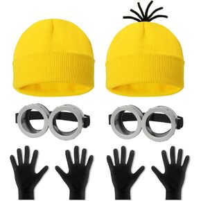 6 Pcs Halloween Costume Accessories for Adult, Goggles Yellow Beanie Gloves for Halloween Cosplay Dress Up