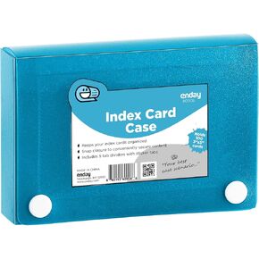 Enday Index Card Holder Blue, 3x5 Note Flash Card Organizer Case, File Box with 5 Dividers, Notecard Box Holds 100 Cards, Also Available in Red, Purple, Green, Pink, Grey, 4 Pack