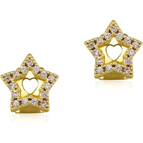 2 Pieces Pentagram Shape Diamond Cubic Zirconia Gold CZ Grillz Teeth Caps for Men and Women
