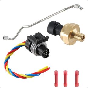 Stainless Steel Exhaust Back Pressure Sensor Tube, EBP Sensor with Wire Harness Compatible with Ford F250 F350 7.3L Powerstroke Diesel 1999-2003 Replace#: 1850353C1 1C3Z-9D477-AA