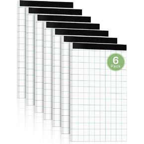 Graph Paper Pads, 6 Pack Large Graph Paper 8.5 x 11, Grid Paper Notebook 5 Squares Per Inch, Perforated 8.5 x 11 Graph Paper Notebook, 50 Sheets Graph Paper, Graphing Paper for Home, Office, School
