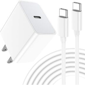 25W iPad Charger USB C Cord PD Fast Charging Type C Charger Block for Apple iPhone 15, iPad Air 5th, iPad Pro 12.9/11 inch, New iPad Mini 6, USBC Fast Charger with 6ft USB-C to USB-C Charging Cable