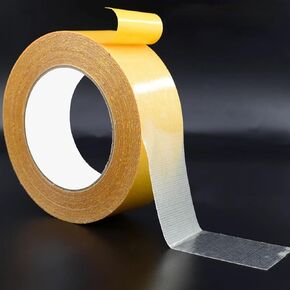 Double Sided Fabric Tape Heavy Duty Mounting Tape 0.79" x 66FT Resistente Clear Super Sticky Body Tape with Fiberglass Mesh High Tack Strong Adhesive for Fashion Clothes Carpet Arts