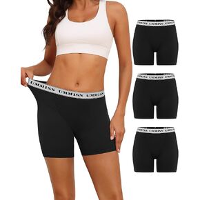 UMMISS Womens Boxer Briefs Underwear Cotton Boy Shorts Underwear Soft Anti Chafing Ladies Panties 3 Pack