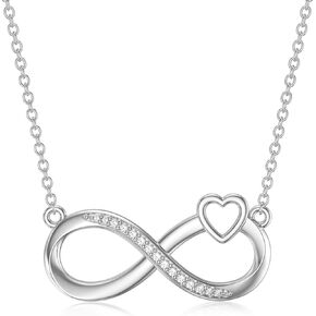 RJZ Diamond Infinity Necklace Sterling Silver Lab Grown Diamond Pendant Necklace Birthday Anniversary Christmas Jewelry Gifts for Women Wife Her