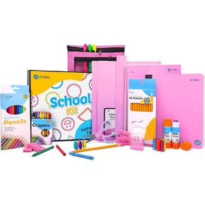 Enday Back to School Supplies for Kids, Blue School Supply Box Grades K-5, Premium Quality Kids School Supplies Kit, Kindergarten School Supplies for Girls and Boys, 71 Piece Set