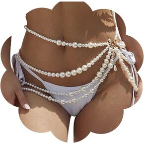 Pearl Waist Chain Pearl Body Jewelry Belly Body Chain Dress Pearl Belt Summer Beach Body Accessories