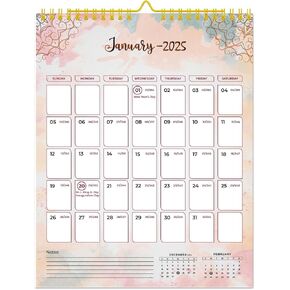 Wall Calendar 2025-2026, January 2025 - June 2026, 18 Month Planner, Size 14.8" x 12"