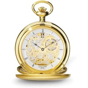 Sonia Jewels Charles Hubert IP-Plated Stainless Double Cover Pocket Watch 14.5"