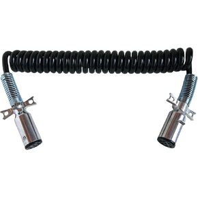7-WAY TRUCK AND TRAILER COILED ELECTRIC BLACK NON-ABS, 15' WORKING LENGTH; 2 X 12 LEADS