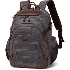 Travel Laptop Backpack 17.3 inch XL Computer Backpack for Men Waxed Canvas College Daypack Business Backpack Army Green