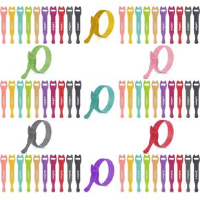 Lekou Combo Cable Ties 60 PCS- 4 Inch, 6 Inch, 8 Inch Fastening Cable Straps, Reusable Hook and Loop Straps Wire Management, Cord Organizer Cable Ties for Home Desk Office Organization