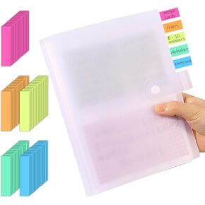 BetterJonny 3x5 Index Card Organizer, Index Cards Clear Plastic Holder Organizer Pouches Book Recipe Card Holder Flash Cards Holder, 40 Page Hold 160 Cards, 200 Pcs Post-It Index Tabs