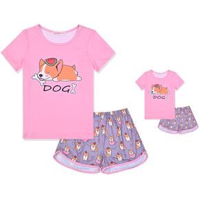 CHILDRENSTAR Matching Girls&Dolls Pajamas Summer Pjs Set Short Sleeve Sleepwear