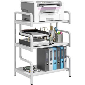 HOMCOM 3-Tier Printer Stand with Storage, Industrial Metal Printer Table for Home Office, Multi-Purpose Rack Shelf for Living Room, Rustic Brown