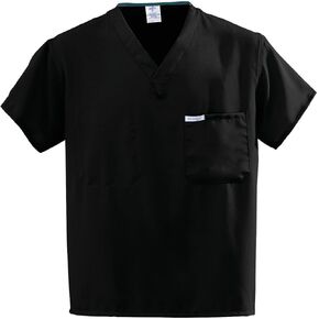 Medline PerforMAX Unisex Reversible V-Neck Scrub Top, 2 Pockets, Black, Size Large