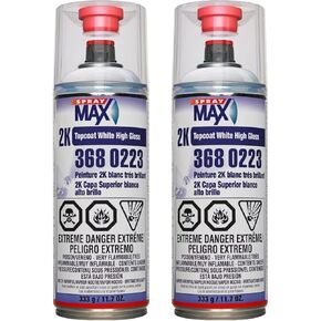 SprayMax 3680223 أبيض عالي اللمعان 2K DTM بخاخ علوي 12.24 أونصة (عبوتان)
