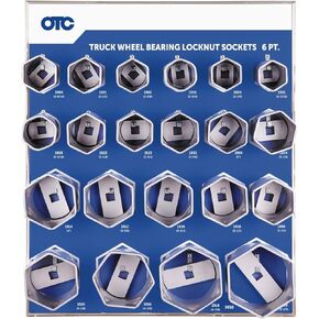 OTC 9850 6-Point Truck Wheel Bearing Locknut Socket Set with Tool Board