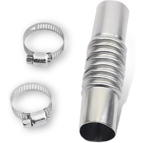 1 Pack Car Exhaust Pipe Tube Connector, 5.1In Waterproof Durable Metal Vehicle Heater Pipe Fittings, Straight Design, Universal Flexible Adjustable Exhaust Pipe Accessories (Silver)