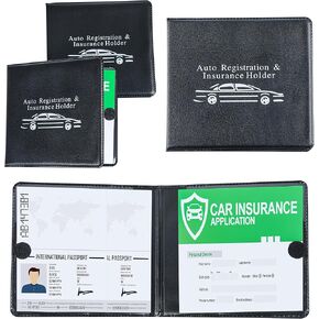 Pacific Mailer Auto Registration and Insurance Card Holder 2 Packs Car Document ID Holder Glove Box Organizer Car Accessories, Black
