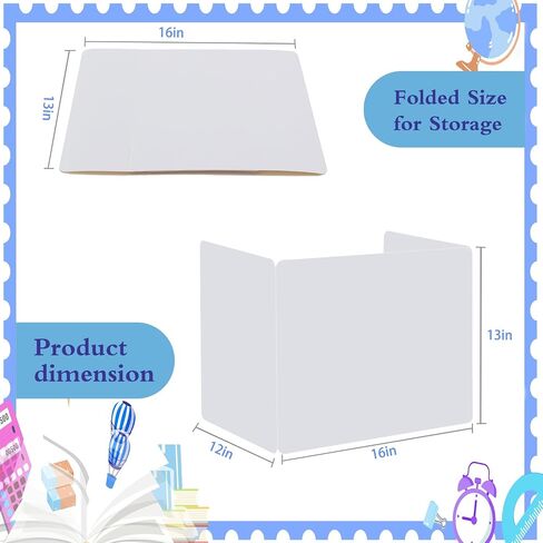 EARTHSON 24 Pcs Privacy Folders for Students, Privacy Dividers for Classroom, Study Carrel Desks Privacy Boards, Cardboard Privacy Shields Folder for School Teachers Home, Black in Saudi Arabia