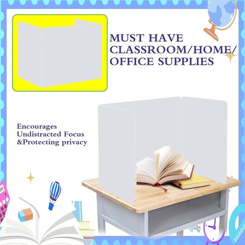 EARTHSON 24 Pcs Privacy Folders for Students, Privacy Dividers for Classroom, Study Carrel Desks Privacy Boards, Cardboard Privacy Shields Folder for School Teachers Home, Black in Saudi Arabia