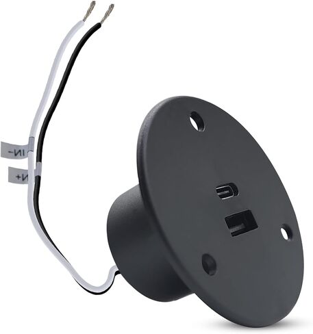 مقبس شاحن USB Facon 12V RV، QC3.0 شاحن سريع USB من النوع A + النوع C PD 18W، منفذ شحن USB RV مثبت على الحائط، لمنزل متنقل RV Trailer Camper Boat Marine (أسود) in Kuwait
