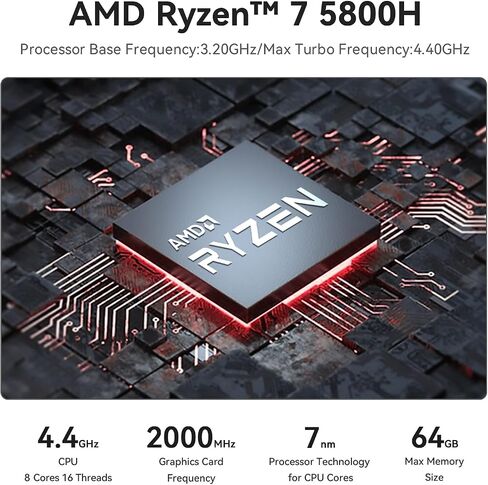 كمبيوتر صغير AMD Ryzen 5 5600H سداسي النواة Beelink SER5 | 32 جيجابايت DDR4 | 500 جيجابايت NVMe M.2 SSD | شاشة ثلاثية 4K @ 60 هرتز، مخرج HDMI مزدوج، النوع C | Wi-Fi 6E | RJ45 | بلوتوث 5.2 | W-11 Gaming كمبيوتر مكتبي صغير in Kuwait