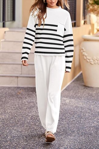 PRETTYGARDEN Women's Fall 2 Piece Sweater Set Casual Pullover Top High Waisted Sweatpants Tracksuit Lounge Outfits in Kuwait