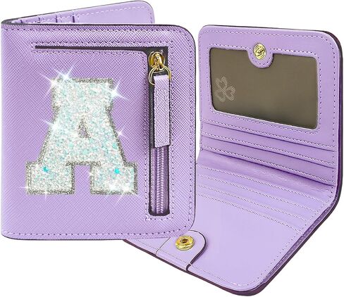Initial RFID Wallet Small Teen Girl Gifts Trendy Stuff Women Birthday Graduation Christmas Gift Idea for Girls 6 7 8 9 10 11 12 13 14 Year Old Preppy Cute Girly Travel Necessities Purple A in Saudi Arabia