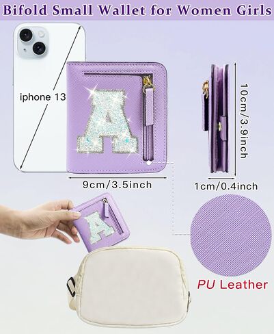Initial RFID Wallet Small Teen Girl Gifts Trendy Stuff Women Birthday Graduation Christmas Gift Idea for Girls 6 7 8 9 10 11 12 13 14 Year Old Preppy Cute Girly Travel Necessities Purple A in Saudi Arabia