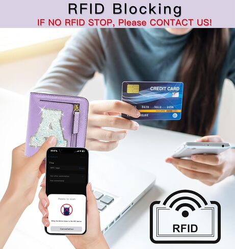 Initial RFID Wallet Small Teen Girl Gifts Trendy Stuff Women Birthday Graduation Christmas Gift Idea for Girls 6 7 8 9 10 11 12 13 14 Year Old Preppy Cute Girly Travel Necessities Purple A in Saudi Arabia