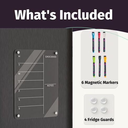 11" x 14" Menu Board for Kitchen | 8 Markers and Fridge Guards Included | Acrylic Calendar for Fridge | Weekly Meal Planner for Fridge | Clear White Board for Fridge | Weekly Dry Erase Board in Saudi Arabia