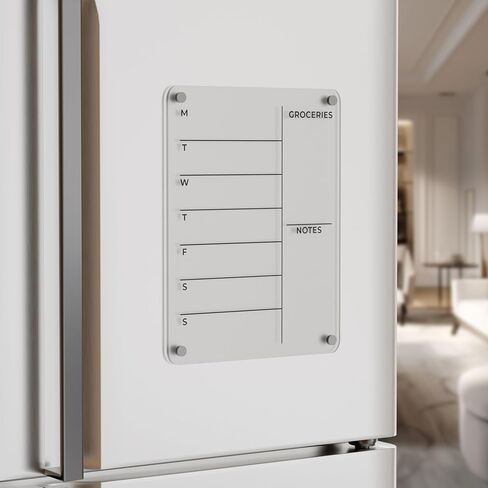 11" x 14" Menu Board for Kitchen | 8 Markers and Fridge Guards Included | Acrylic Calendar for Fridge | Weekly Meal Planner for Fridge | Clear White Board for Fridge | Weekly Dry Erase Board in Saudi Arabia