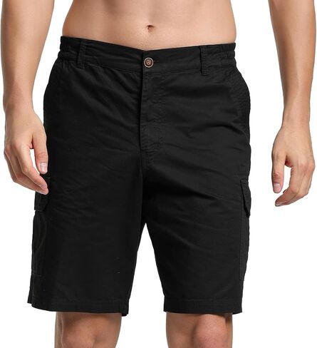 Men's 10'' Stretch Cargo Shorts Relaxed Fit Elastic Waist Hiking Work Shorts with Pockets in Saudi Arabia