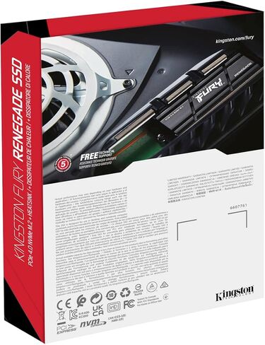 Kingston Fury Renegade 2TB PCIe Gen 4.0 NVMe M.2 SSD داخلي للألعاب مع مبدد حراري | PS5 جاهز | ما يصل إلى 7300 ميجابايت/ثانية | سفيردك/2000 جرام in Kuwait