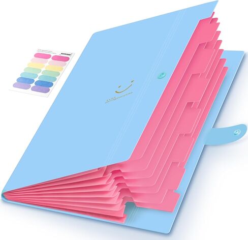 Expanding File Folder, 8 Pockets Accordion File Organizer, A4 Letter Size Paper Document Receipt Organizer Accordian Filing Folder for Classroom, Home, Office and Travel(Purple) in Saudi Arabia