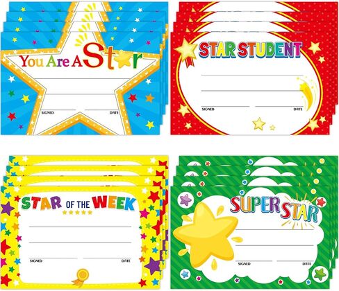 Star Student Certificates of Award 40Pcs Recognition Rewards You’re a Star Awards for Teachers Achievement Classroom School Supplies in Kuwait