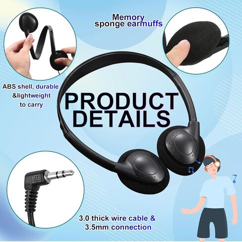 CN-Outlet Bulk Headphones for Classroom Kids Multi Colored 50 Pack, Wholesale Over Ear Student Head Phones Perfect for Schools, Libraries, Computer Lab, Testing Centers, Museums, Hotels in Kuwait